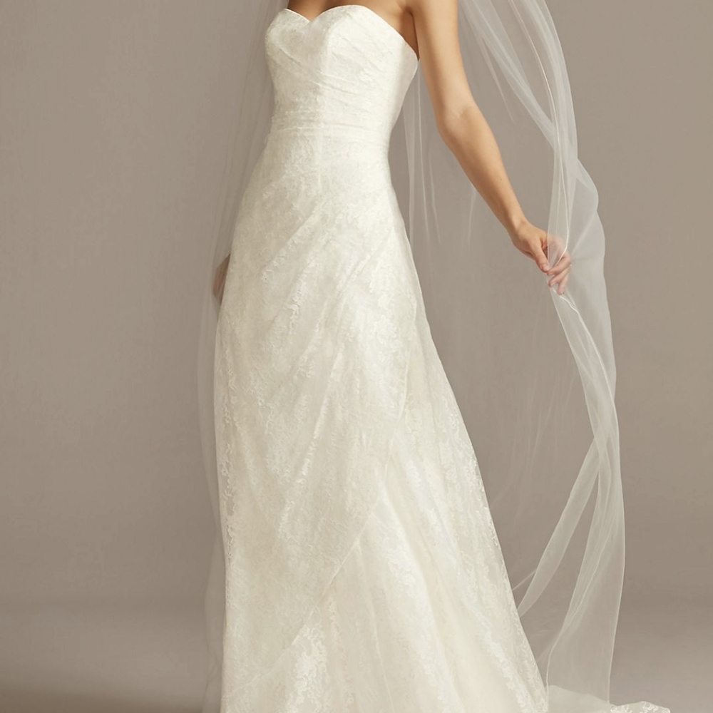 Allover Lace A-Line Strapless Wedding Dress